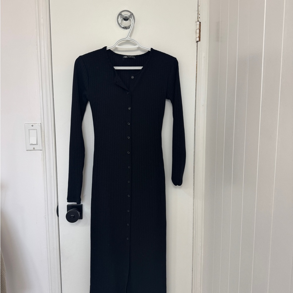 Zara Black Button-Down Dress